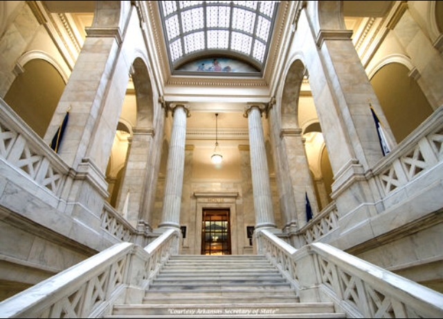Interior staircase of the Arkansas State Capitol